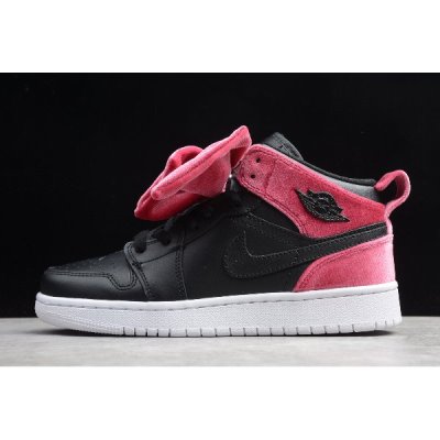 Nike Bayan Air Jordan 1 Mid Bow Siyah / Kırmızı Basketbol Ayakkabısı Türkiye - RKIJ7C9W